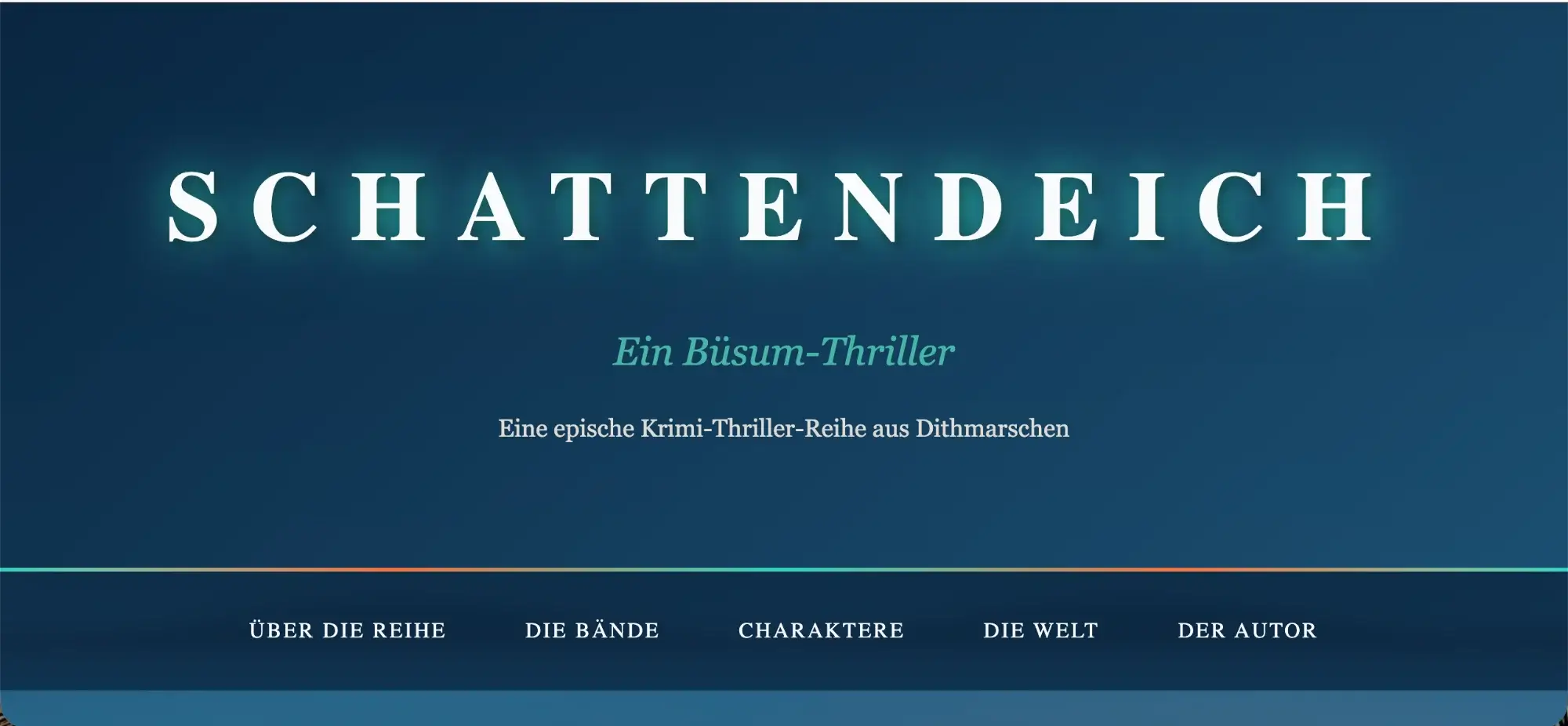 Website-Screenshot: Schattendeich Dark-Fantasy-Thriller - atmosphärische Website mit einzigartigem Design und Character-Vorstellungen